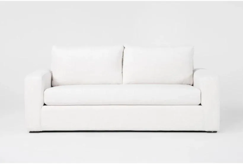 Isabella II Cream Fabric 84" Condo Sofa | Loose Reversible Back