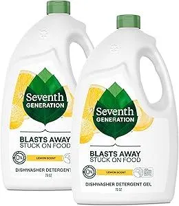 Seventh Generation Dishwasher Detergent Gel Lemon Scent 2 pack for sparkling dishes dishwasher soap 70 oz