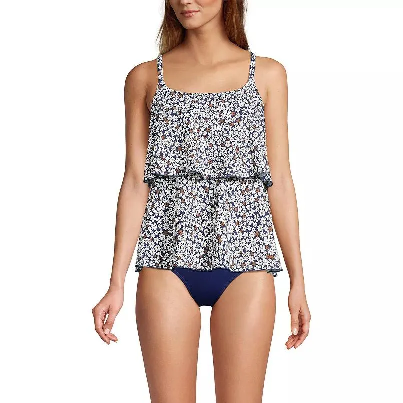 Women's Lands' End Chlorine Resistant Tiered Tankini Swimsuit Top