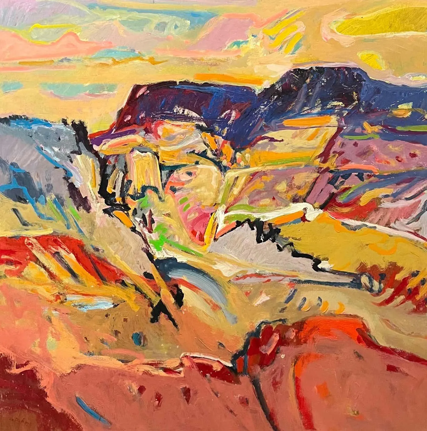 Jean Krille Landscape 148 by Jean Krille - Oil on Masonite 100x100 cm 1987