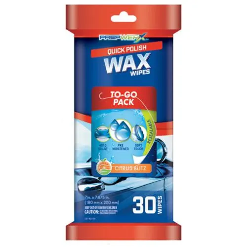 PrepWERX Quick Polish Wax Wipes - Citrus Blitz, 30 ct.