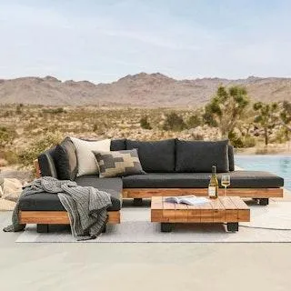 Lubek 100.5" Outdoor Low Corner Sectional Set - Slate Gray