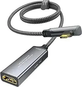 WARRKY Video Capture Card with 100W Power Delivery & Right-Angle USB-C | 1080P 60Hz HD | Streaming Capture Card Designed for Oculus Quest 3 / iPad, Compatible with Switch, PS5, PS4