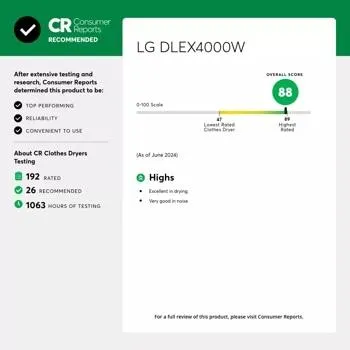 7.4 cu. ft. Ultra Large Capacity Smart wi-fi Enabled Front Load Electric Dryer with TurboSteam™ and Built-In Intelligence