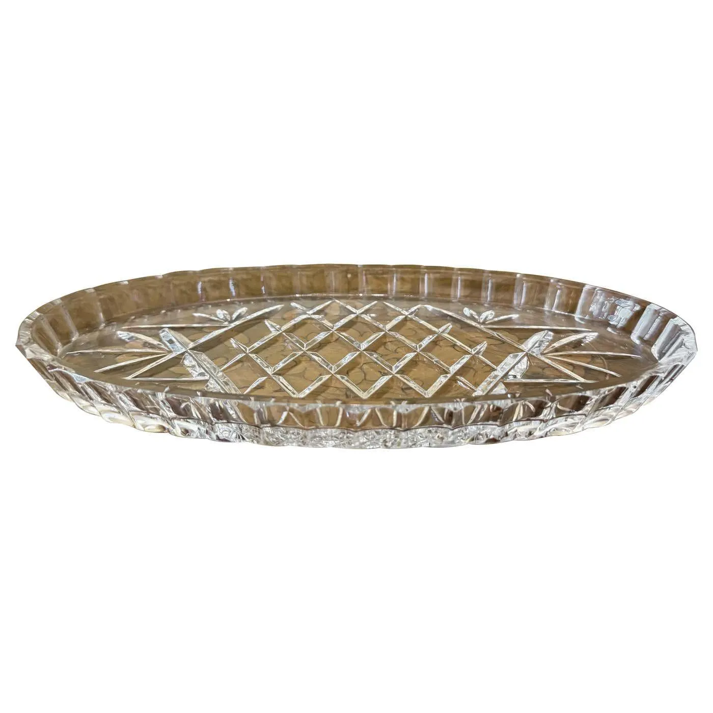 Vintage Oval Crystal Tray