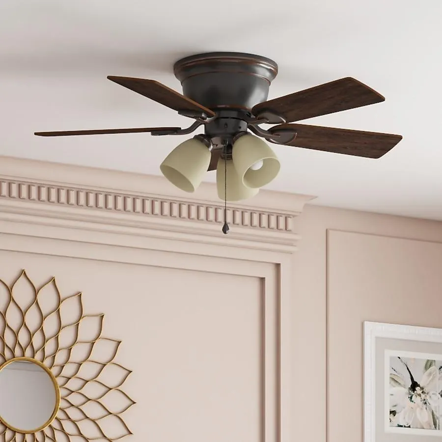 Harbor Breeze Centreville 42-in Flush Mount Oil-Rubbed Bronze with Auburn/Mink Blades Ceiling Fan With Light ( 5 -Blade )