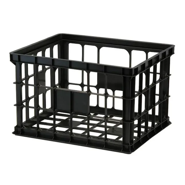 Project Source Plastics crates ( 17-in W x 11-in H x 14-in D ) Black Plastic Stackable Milk crate