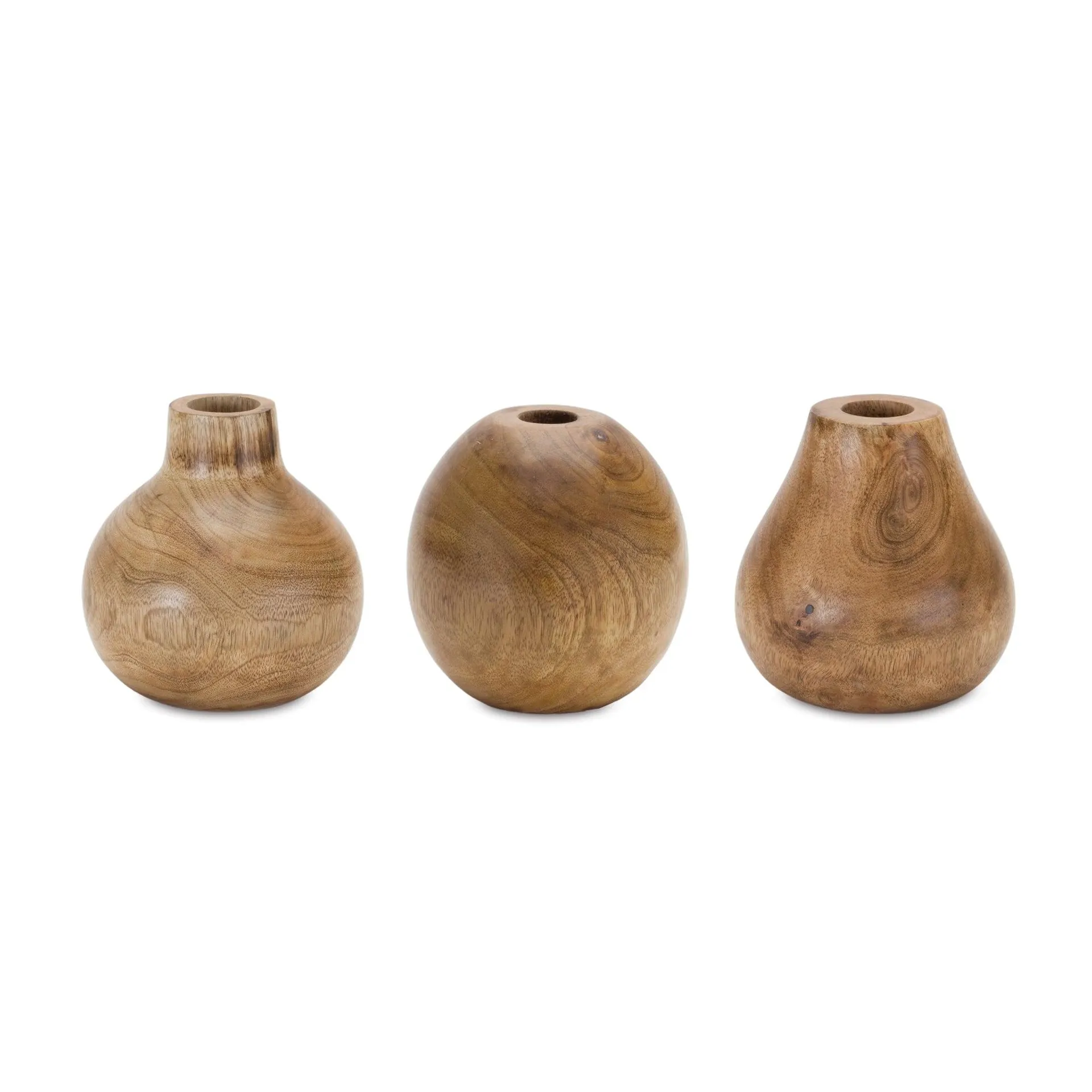 Natural Wood Bud Vase, Set of 3