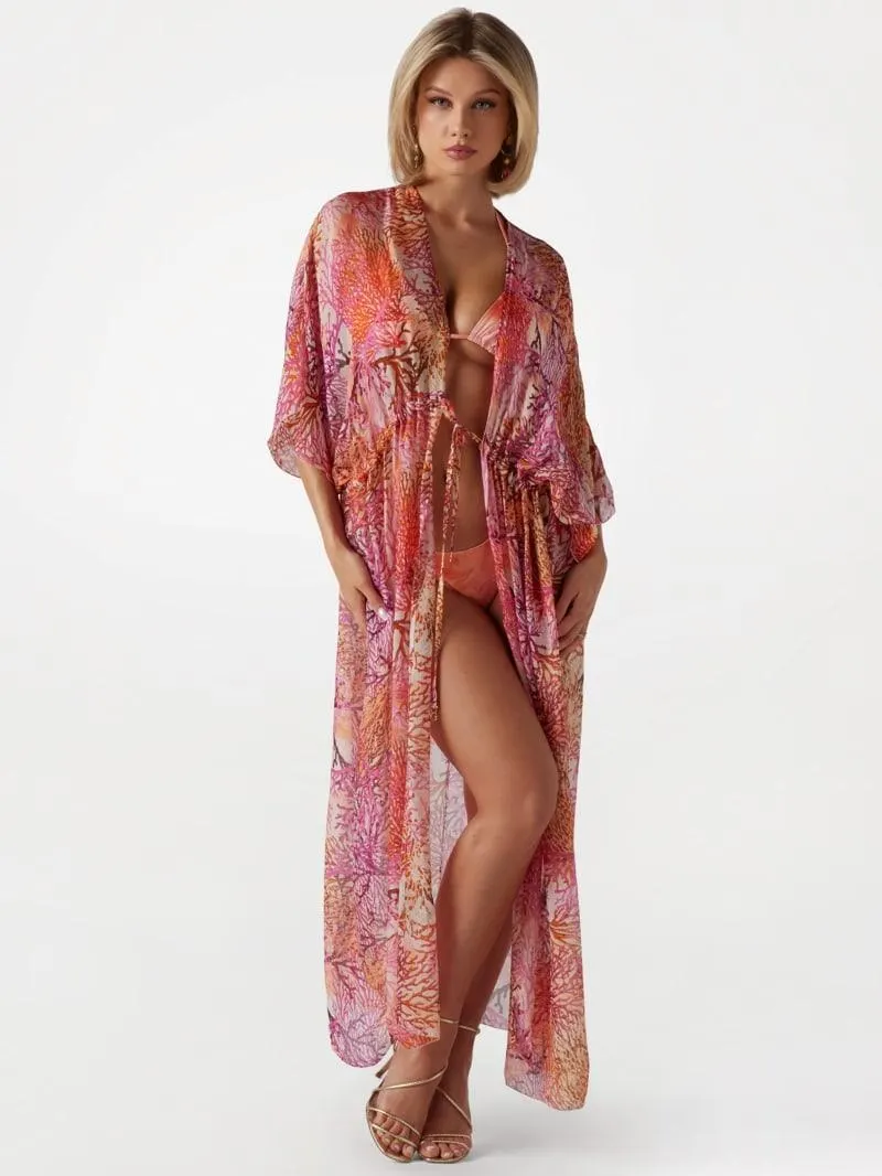 Long Silk-Blend Kimono