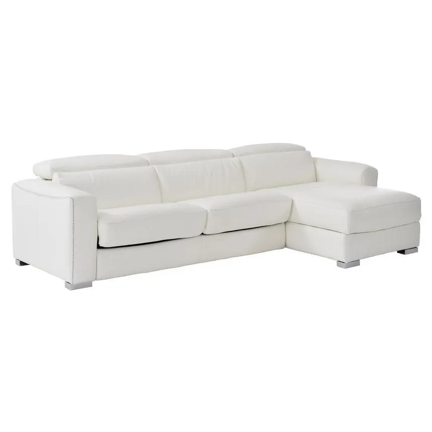Bay Harbor White Leather Sleeper w/Right Chaise