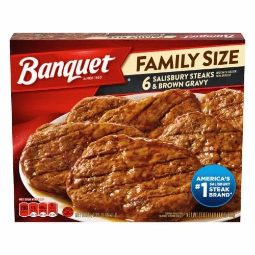 Banquet Family Size Salisbury Steaks And Brown Gravy Frozen Meal