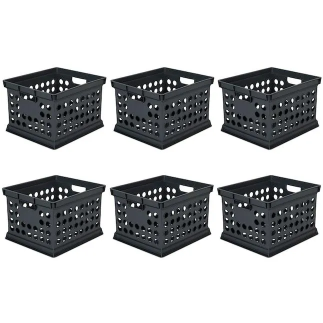 Sterilite 6 -Pack ( 13.75-in W x 10.63-in H x 15.63-in D ) Black Plastic Stackable Bin
