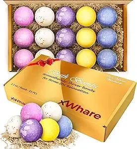 15 XXL Bath Bombs for Women Relaxing - Handmade Kids Bath Bomb Set with Shea, Coco Butter & Essential Oil for Skin Moisturizing - Perfect for Bubble Spa Bath - Gift for Her/Him, Girls, Wife, Mother