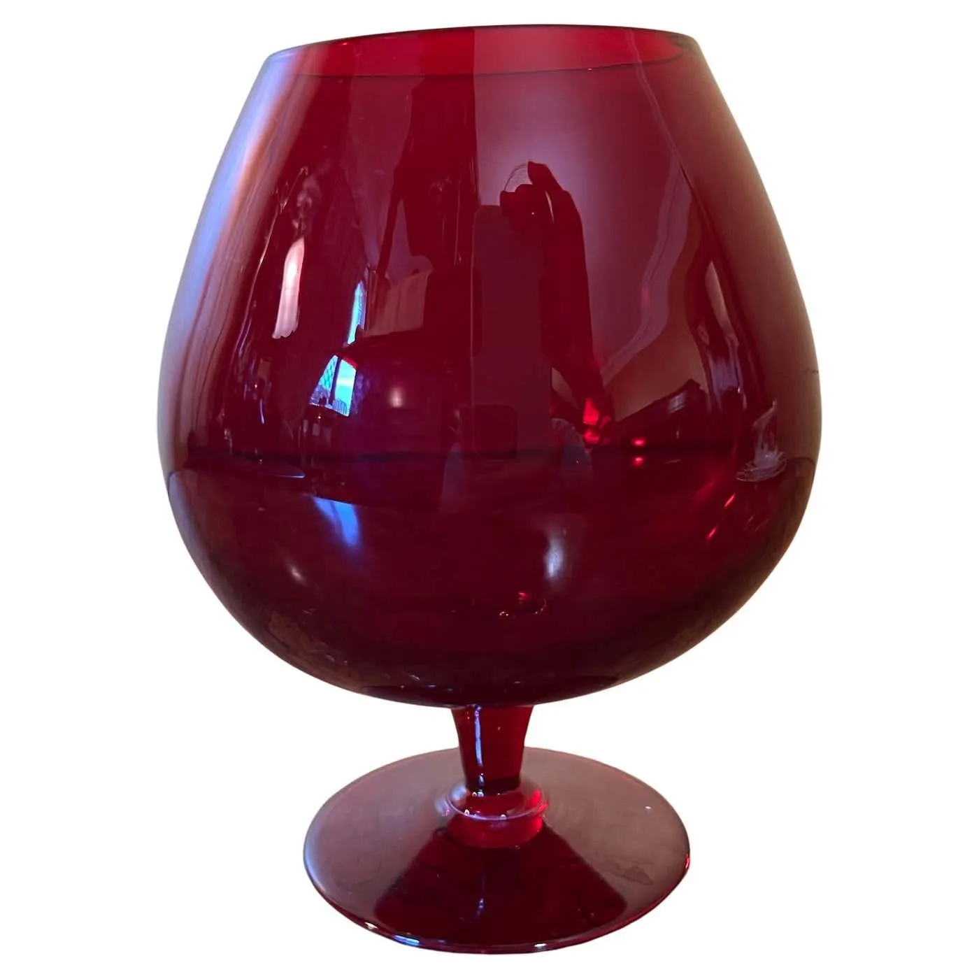 Vintage Ruby Glass Balloon Brandy Glass