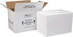 Polar Tech 227C Thermo Chill Insulated Carton with Foam Shipper, Medium, 15.5" Length x 13.75" Width x 10.5" Depth, 2 Count (Pack of 1)