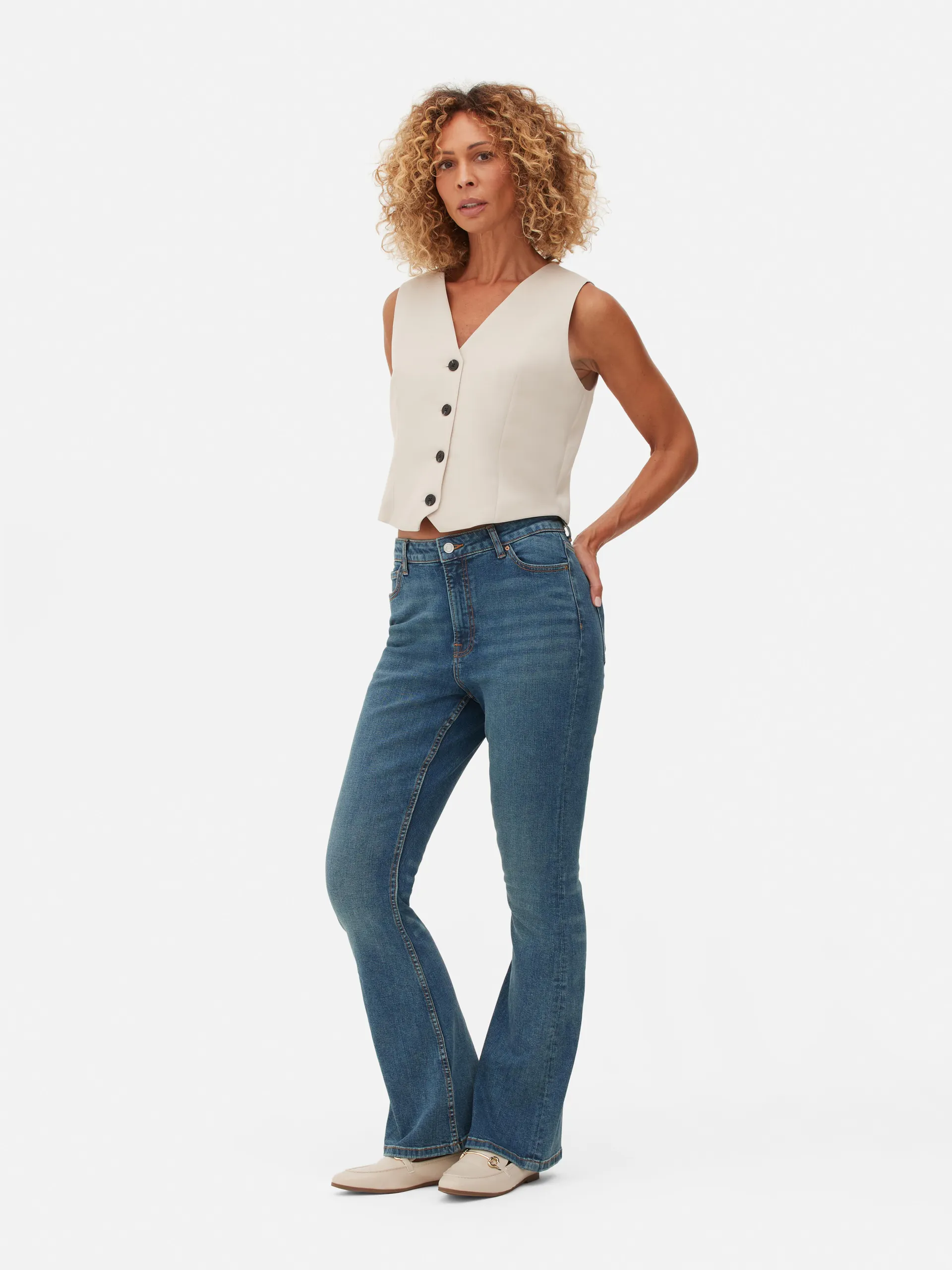 Wijd uitlopende jeans met hoge taille
