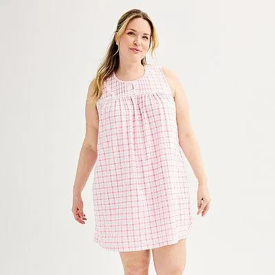 Plus Size Croft & Barrow® Front Pintuck Keyhole Nightgown