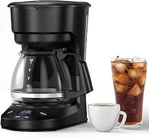 5-Cup Drip Coffee Maker with 24H Programmable Timer, Delay Brew, Keep Warm Plate, 25oz Water Reservoir, Auto-Shut, Reusable filter, Overheat-protection, Ideal for Home/Office/Outside-Black