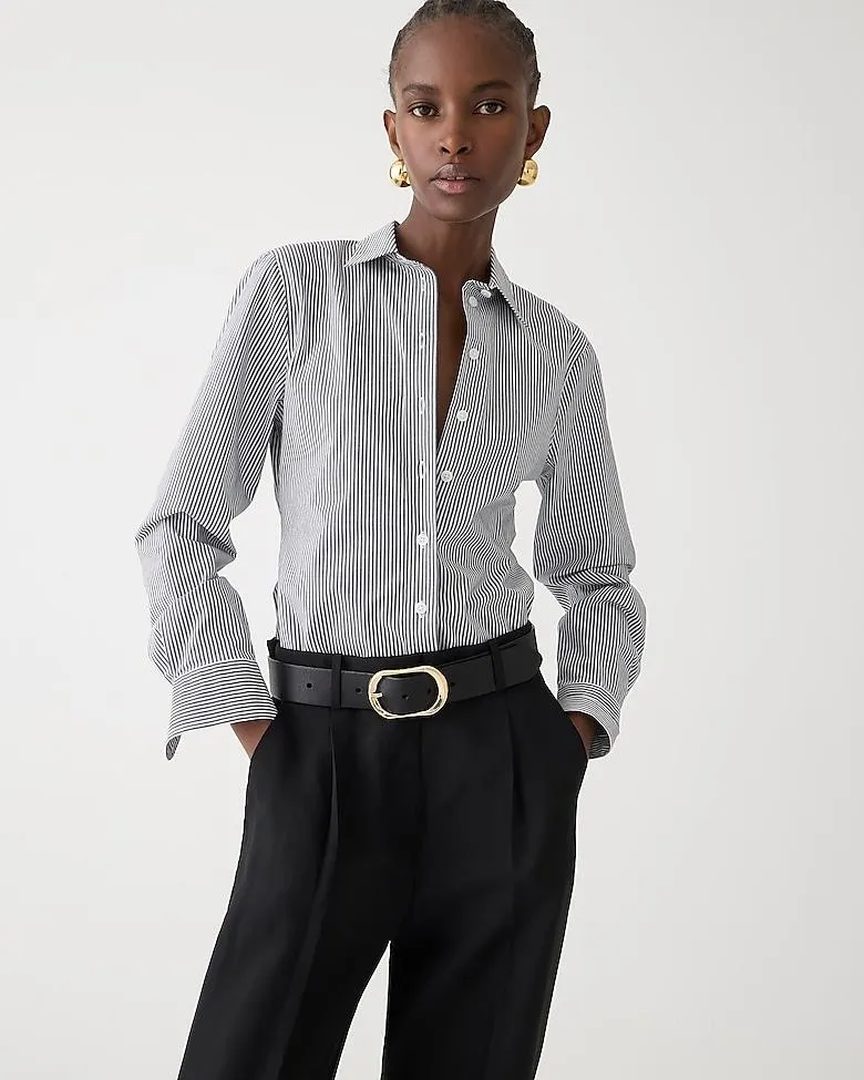 Wren slim shirt in striped stretch cotton poplin blend