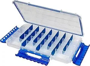 Flambeau Outdoors Fully Divided Slim Waterproof Ultimate Tuff Tainer | 28 Compartments, Removable Zerust Anti-Corrosion Dividers, Tackle Storage Customization, 14" x 8.9" x 1.7"