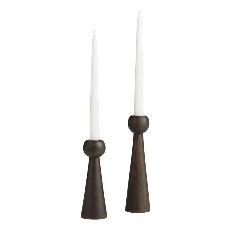 Dark Mango Wood Conical Taper Candle Holder