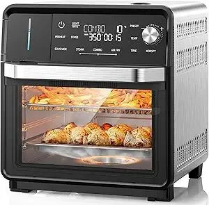 Nuwave Combi Steam Oven, 16Qt All-in-One Stainless Steel Multi-Cooker: Air Fry, Toast, Steam, Sous Vide & More, Precise 50-450°F, Adjustable Moisture, 120 Presets, Programmable Memories, Easy to Clean