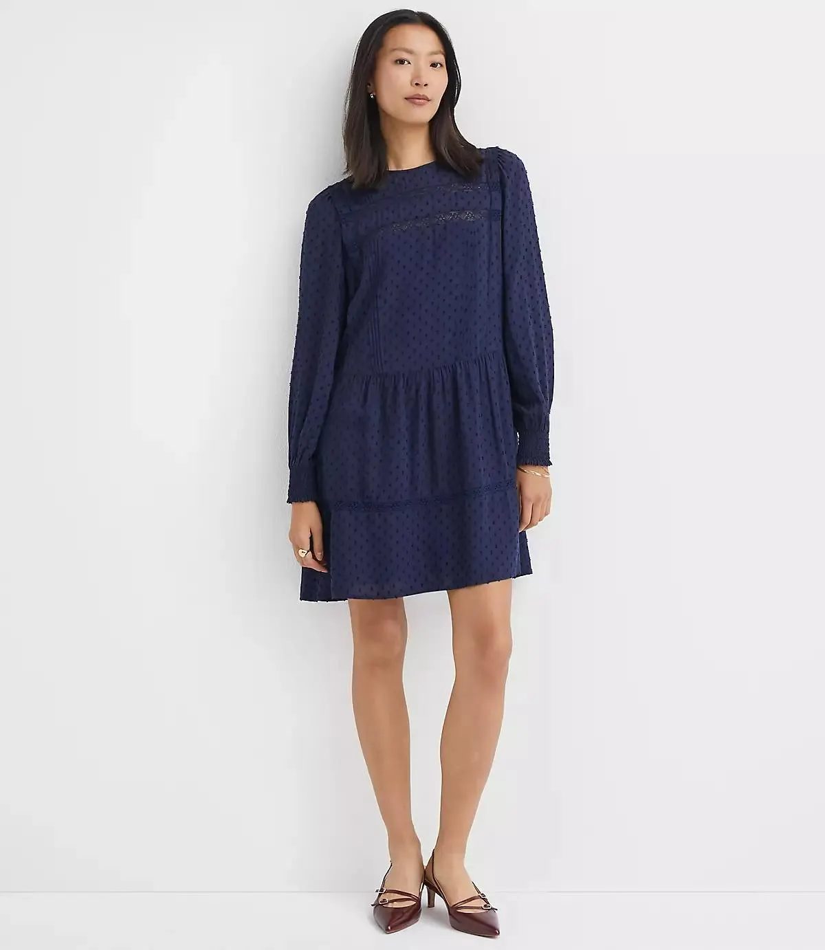 Lace Clip Flounce Mini Dress