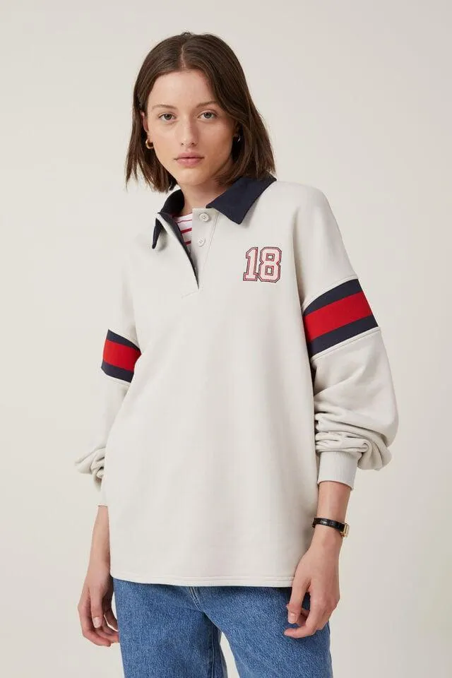 Graphic Oversized Long Sleeve Polo