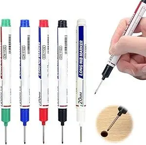 5PCS Long Head Deep Hole Markers, 20mm Deep Reach, Waterproof, Permanent, Metal Marking Pens (Colorful)