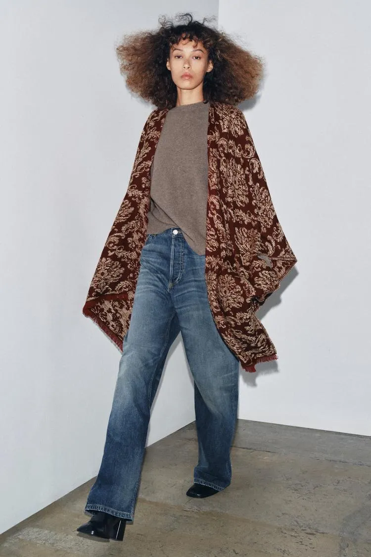 JACQUARD LONG CAPE