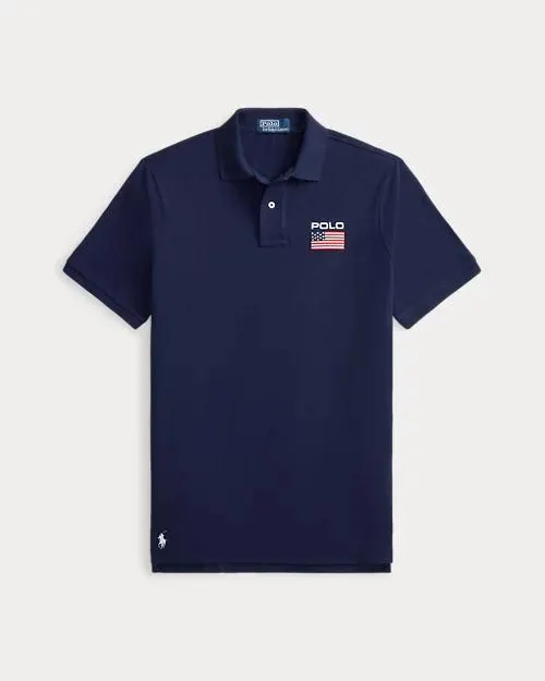 Classic Fit Flag Mesh Polo Shirt