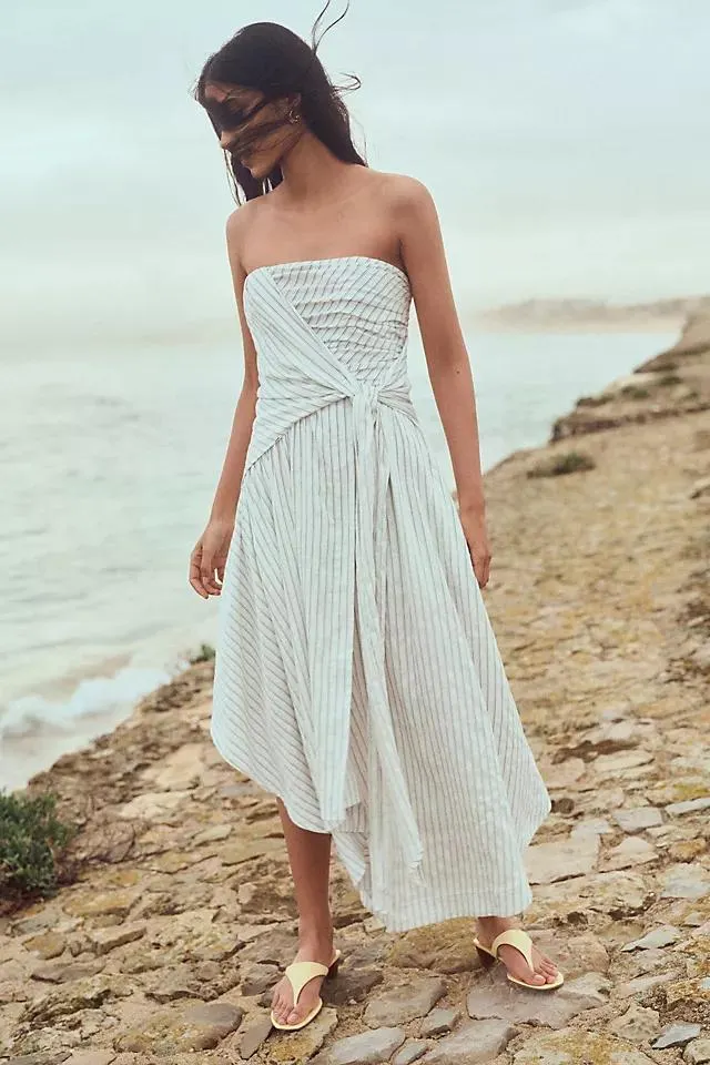 By Anthropologie Hanky-Hem Strapless Midi Dress