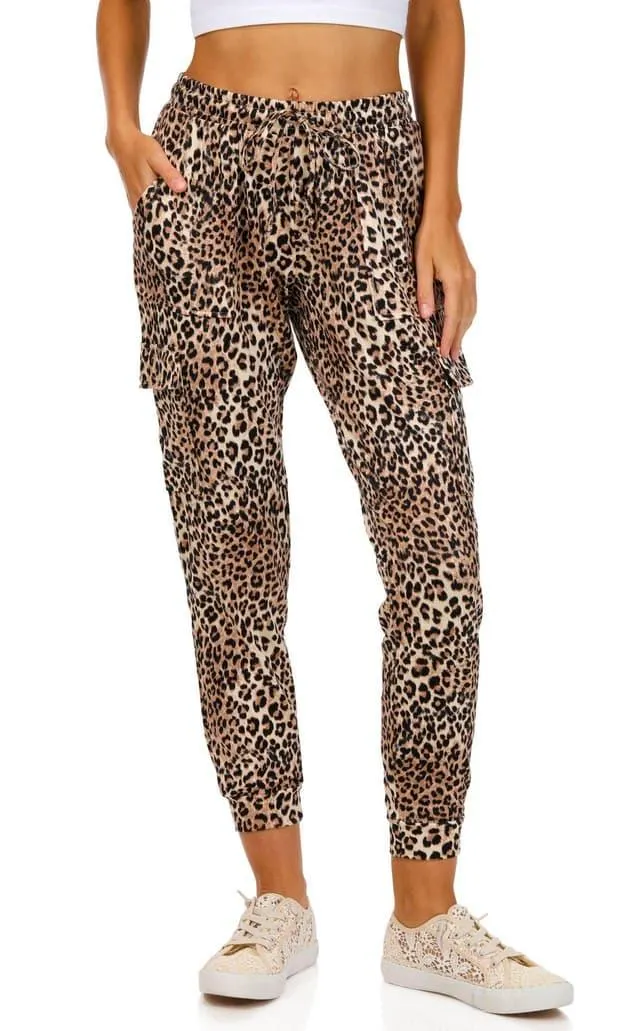 No Comment Juniors Leopard Print Fleece Joggers