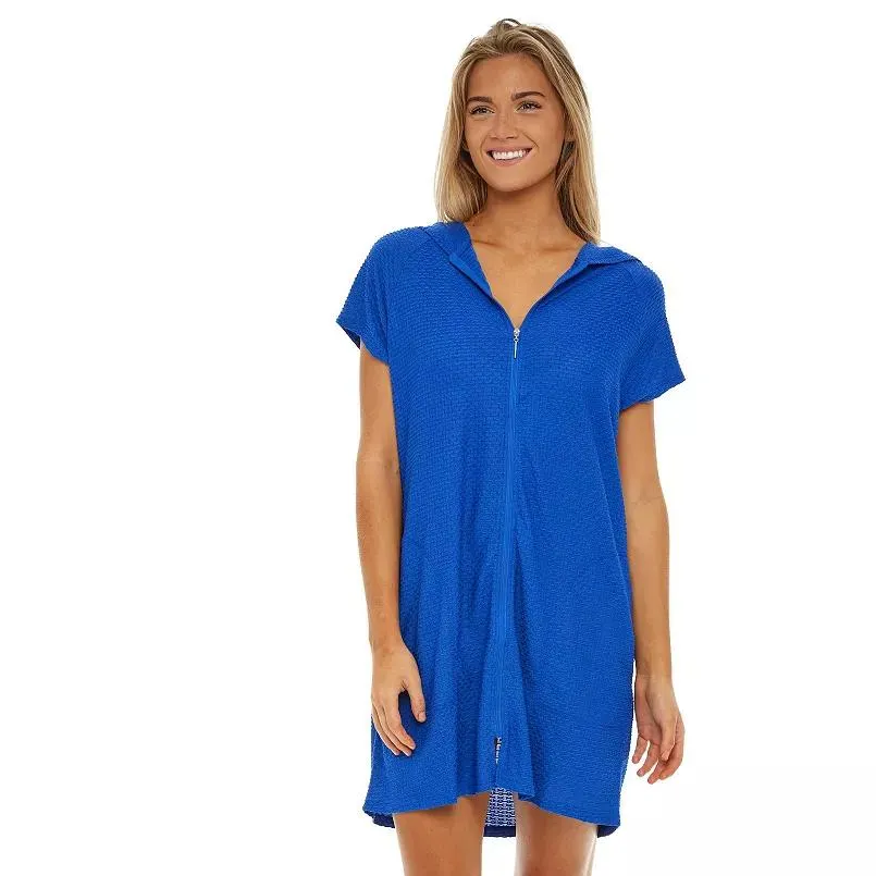 Women's Jordan Taylor Zip-Front Waffle-Weave Swim Cover-Up