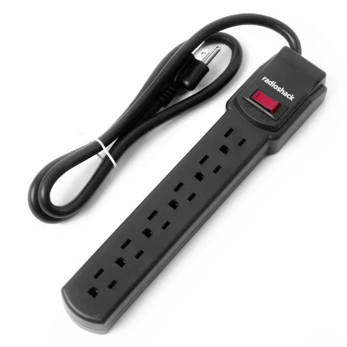 RadioShack 6-Outlet Power Strip 6100815 Black