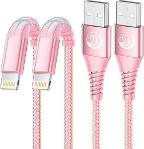 Aioneus iPhone Charger 10 ft 2Pack, (Apple Certified) Lightning Cable 10 Foot Nylon Braided Fast Charging Extra Long 10ft iPhone Cord Compatible with iPhone 13 12 11 XS XR 10 8 7 6 Plus - Pink