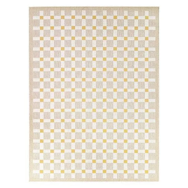 (E512) Florence Yellow & Tan Checkered Outdoor Area Rug, 8x10