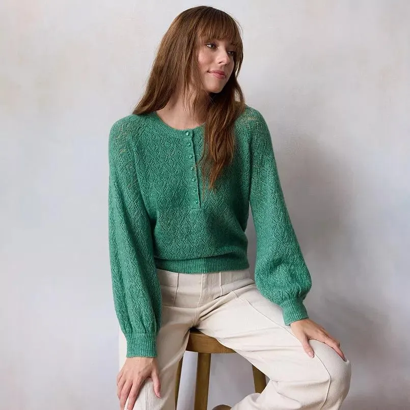 Women's LC Lauren Conrad Pointelle Henley Knitted Sweater