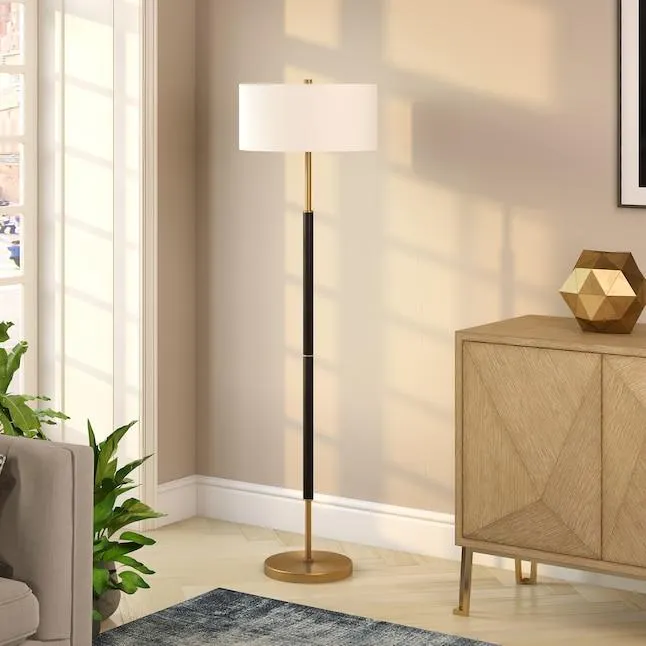 Hailey Home Simone 61.5-in Black/Brass Floor Lamp