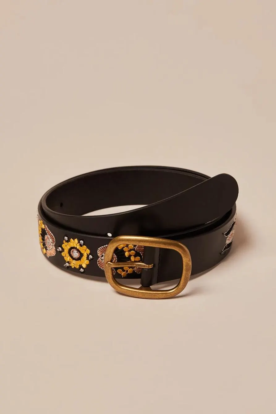 sequin beaded floral belt