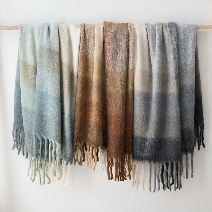 Faux Mohair Framed Ombre Throw