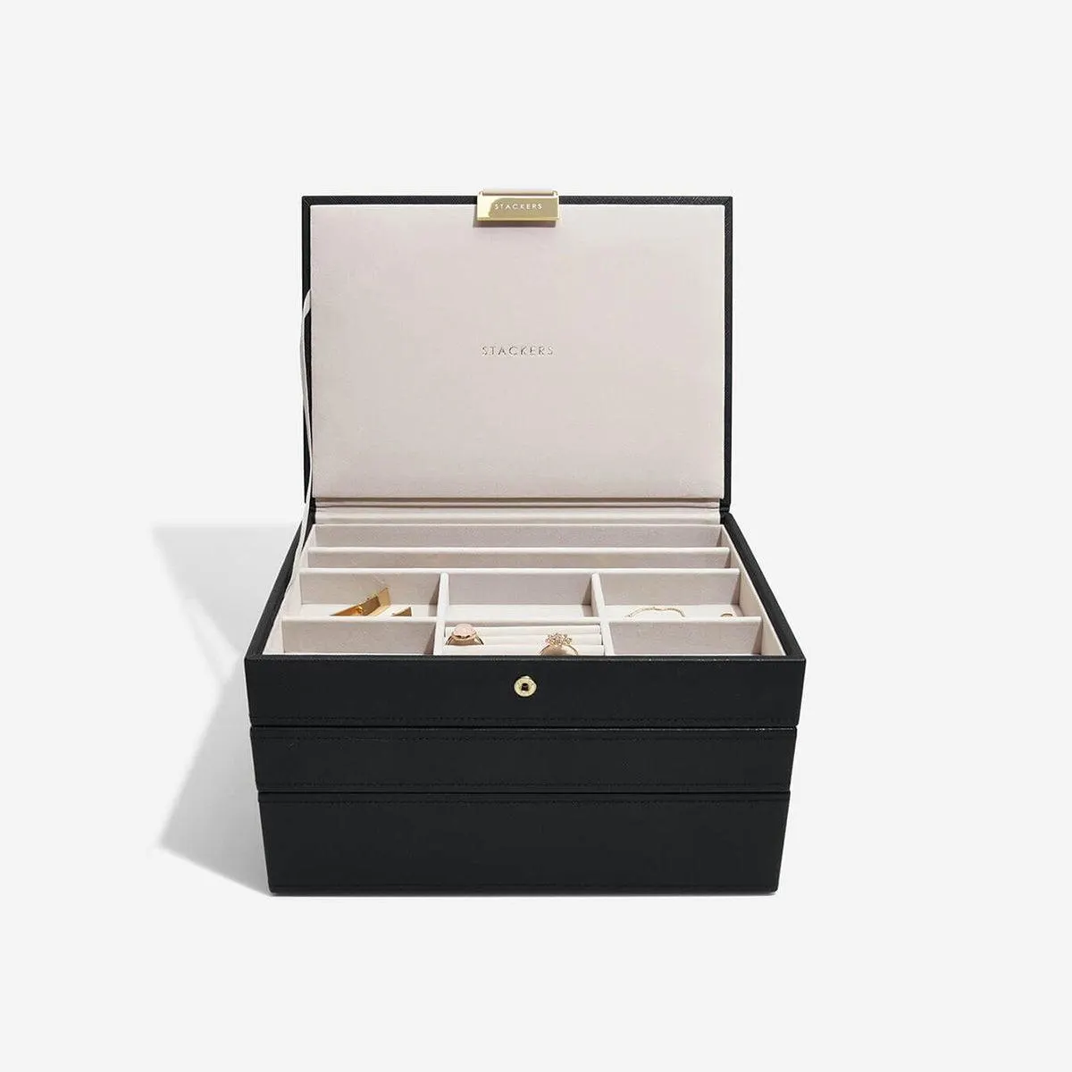 Stackers Classic Jewelry Box Starter Black Set of 3