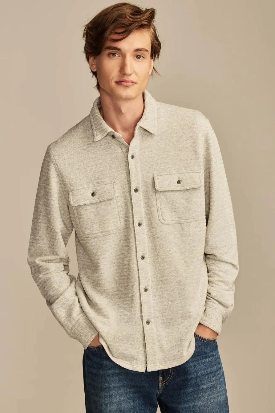 herringbone long sleeve knit shirting