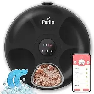 iPettie Donut Frost WiFi 6 Meal Automatic Cat Food Dispenser with App Control, Dry & Wet Food Automatic Cat Feeder, Smart Dog Feeder with Two Ice Packs, Programmable Timer