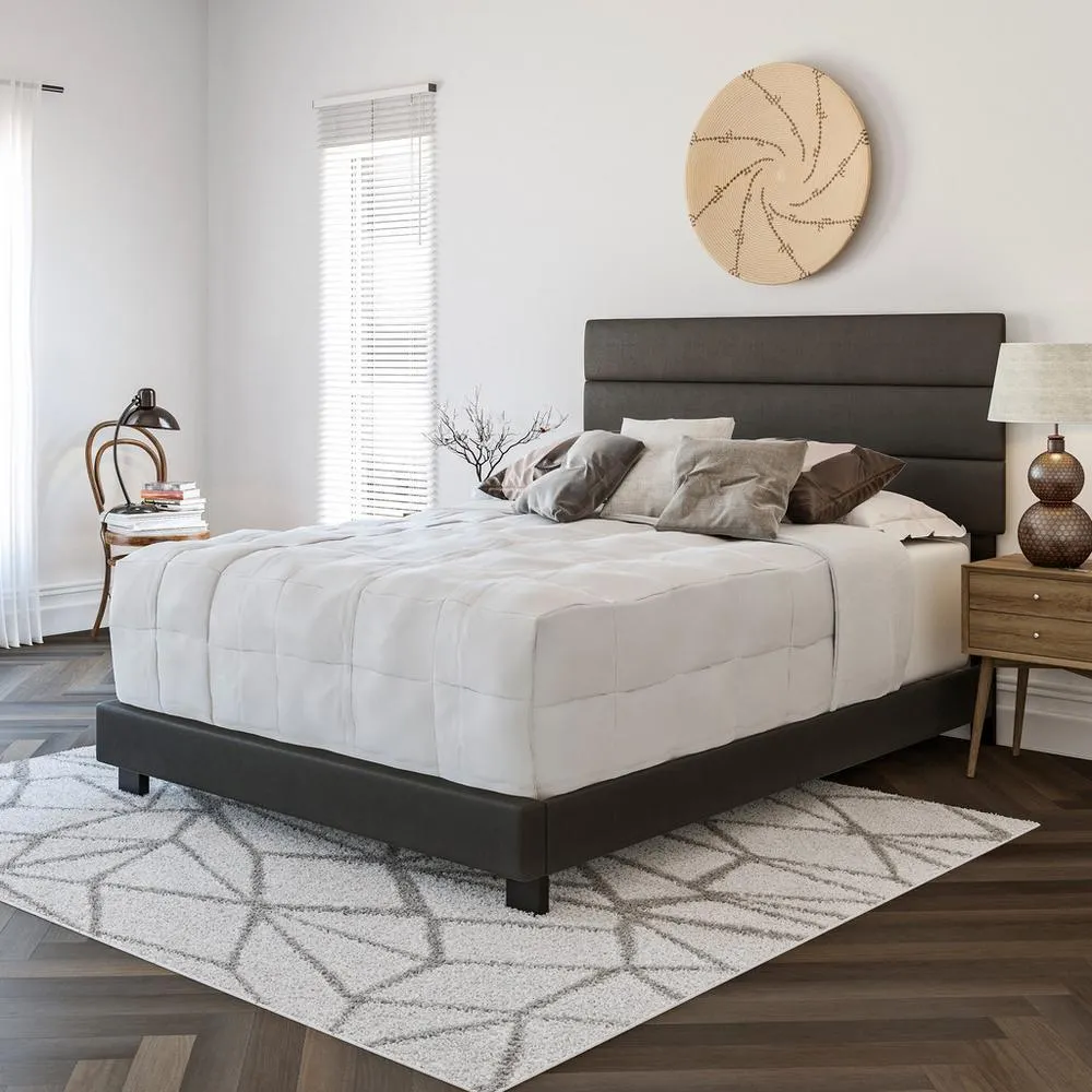Nashville Queen Black Faux Leather Bed