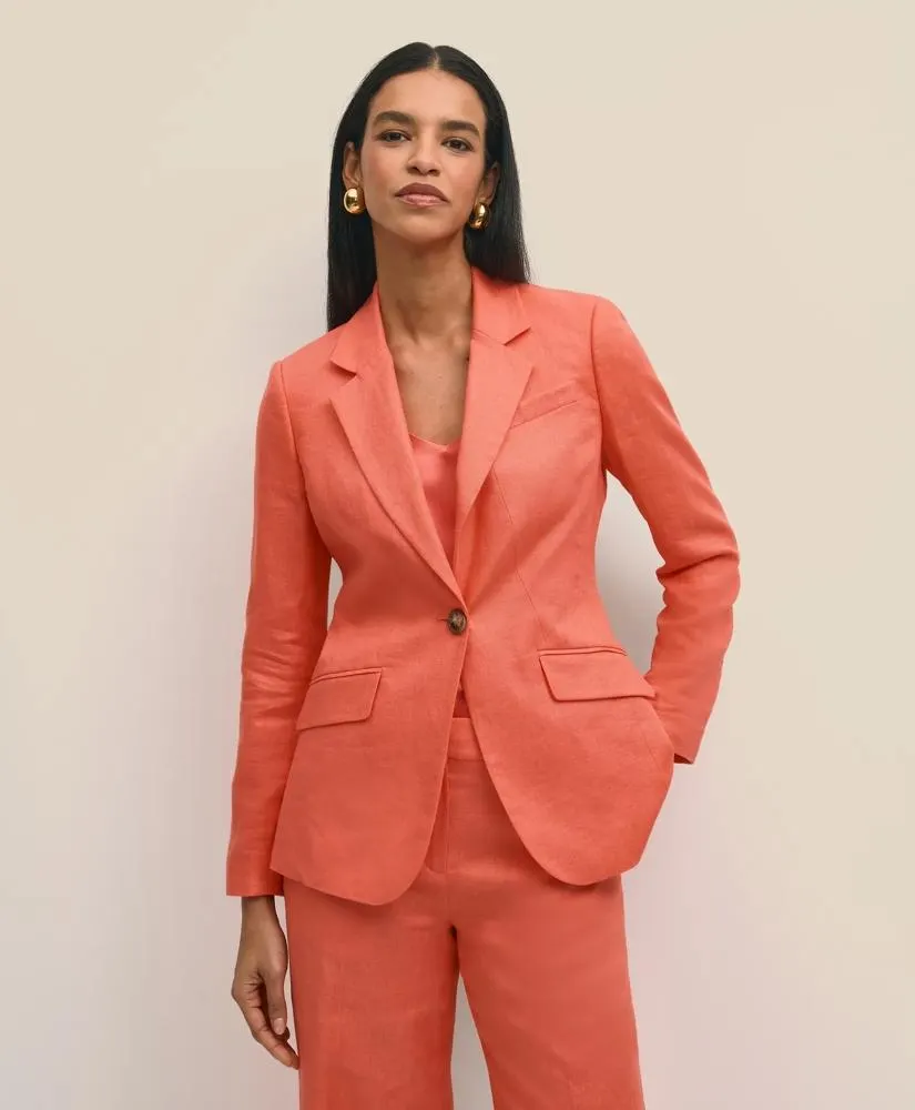 Linen One-Button Peak Lapel Jacket