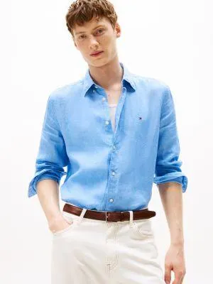 Regular Fit Pigment-Dyed Linen Shirt