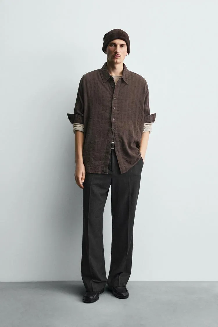 TEXTURED PLAID SHIRT