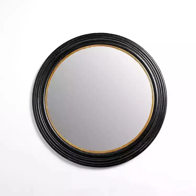 Round Bodiford Black and Gold Wall Mirror