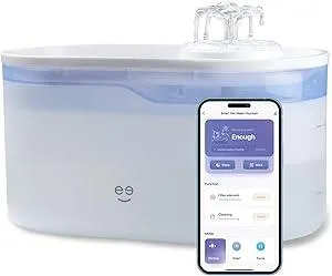 Geeni PetConnect 2.6L Smart Pet Water Fountain, Automatic Filtered Water Bowl for Cats and Dogs, Wi-Fi Controlled, Alexa & Google Home Compatible, Clean and Fill Alerts, White